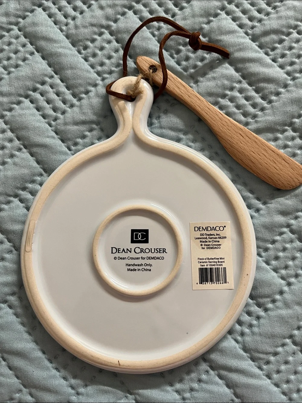Demdaco White Ceramic Butterfly Cheese Board with Colorful Butterflies
